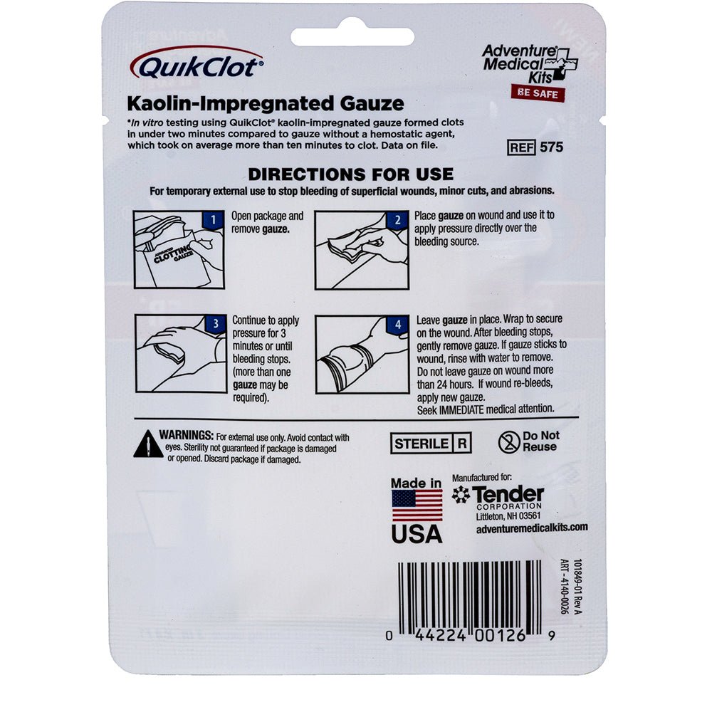QuikClot Advanced Clotting Gauze - 3" x 4' - Get Tight Gear