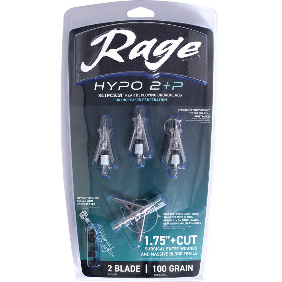 Rage Hypo 2 +P Series Broadheads 100 gr. 1.75 in. 4 pk. - Get Tight Gear