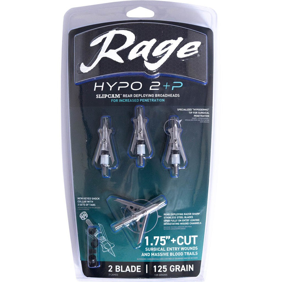 Rage Hypo 2 +P Series Broadheads 125 gr. 1.75 in. 4 pk. - Get Tight Gear