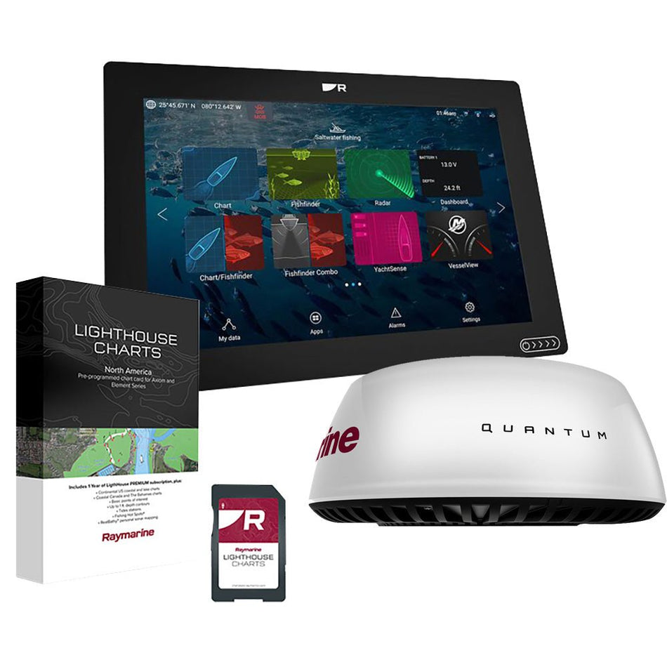 Raymarine Axiom+ 12 RV Chartplotter/Fishfinder w/Raymarine Quantum Q24C Radar Bundle - Get Tight Gear