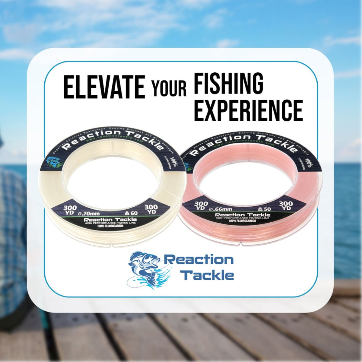 Reaction Tackle 100% Pure Fluorocarbon Fishing Line - Get Tight Gear