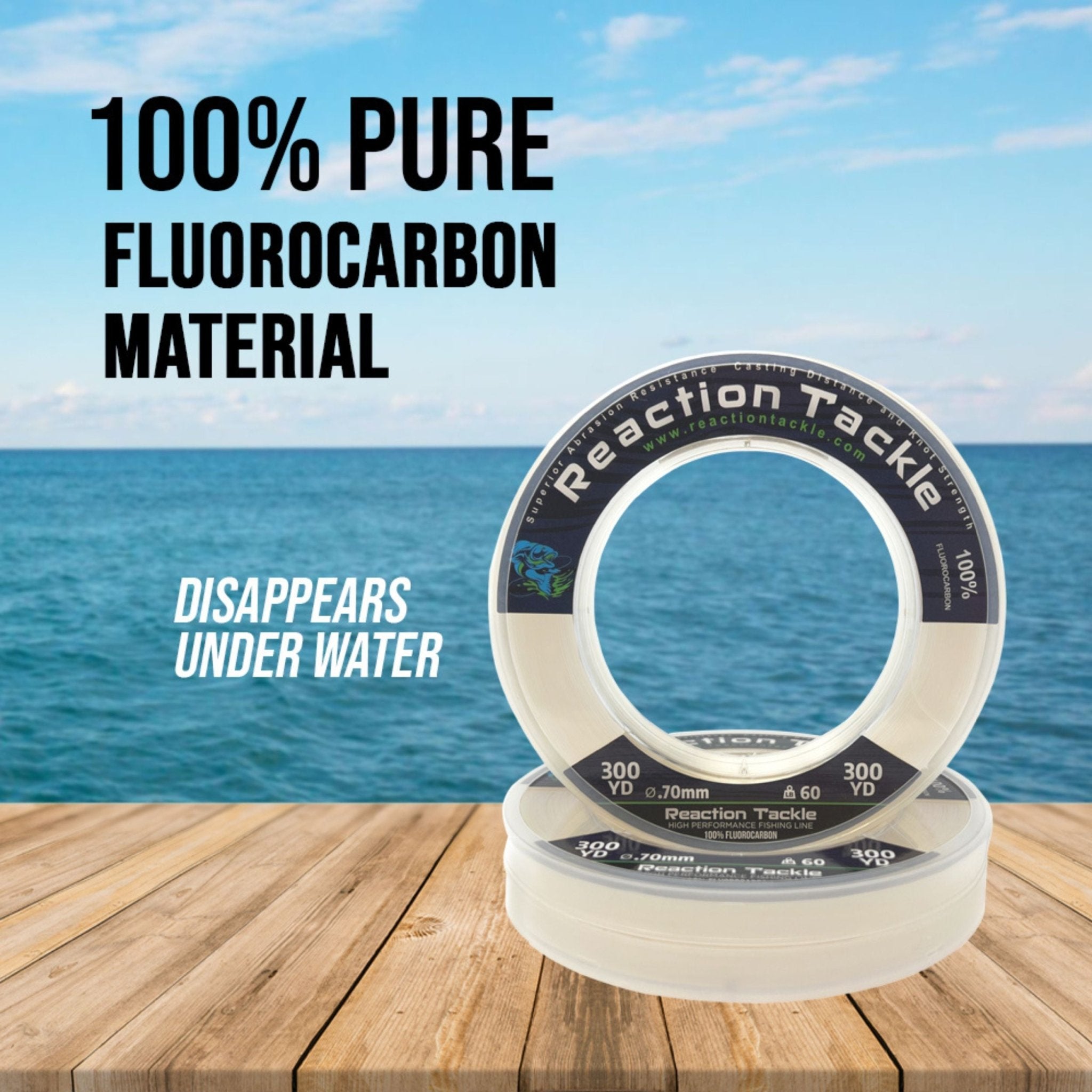 Reaction Tackle 100% Pure Fluorocarbon Fishing Line - Get Tight Gear