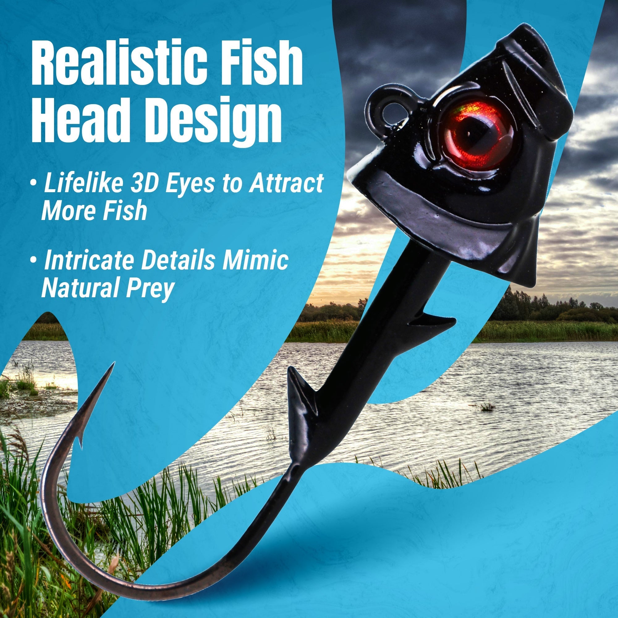 Reaction Tackle 97% Pure Tungsten Swimbait Jig with Realistic Fish Head - 5 - PACK - New - Get Tight Gear