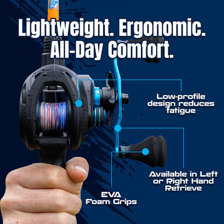 Reaction Tackle Baitcasting Fishing Reel – ProSpin Edition - 6.8:1 Gear Ratio - NEW - Get Tight Gear