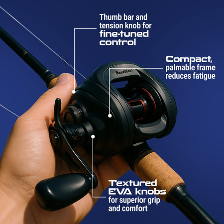 Reaction Tackle Baitcasting Fishing Reel – ReactCast Edition - High - Speed 7.3:1 Gear Ratio - NEW - Get Tight Gear
