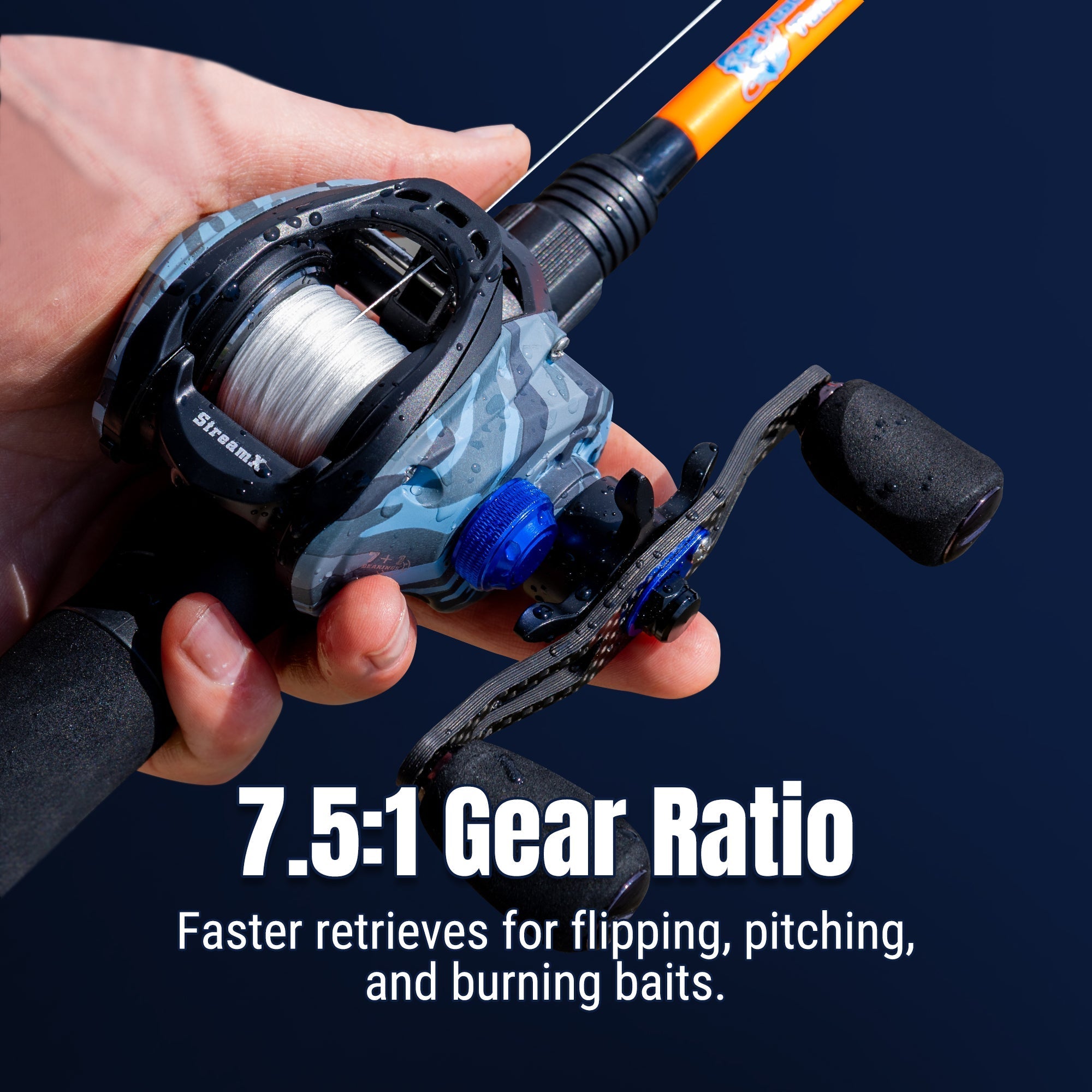 Reaction Tackle Baitcasting Fishing Reel - StreamX Edition - 7.5:1 gear ratio - NEW - Get Tight Gear
