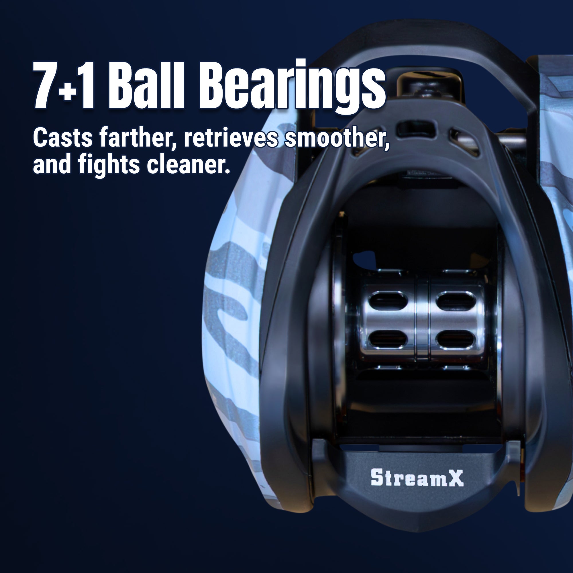 Reaction Tackle Baitcasting Fishing Reel - StreamX Edition - 7.5:1 gear ratio - NEW - Get Tight Gear