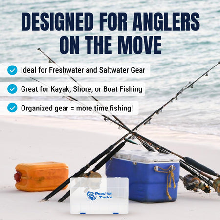 Reaction Tackle Basic Tackle Tray - Affordable, Lightweight Design with 2 Secure Clips - Get Tight Gear