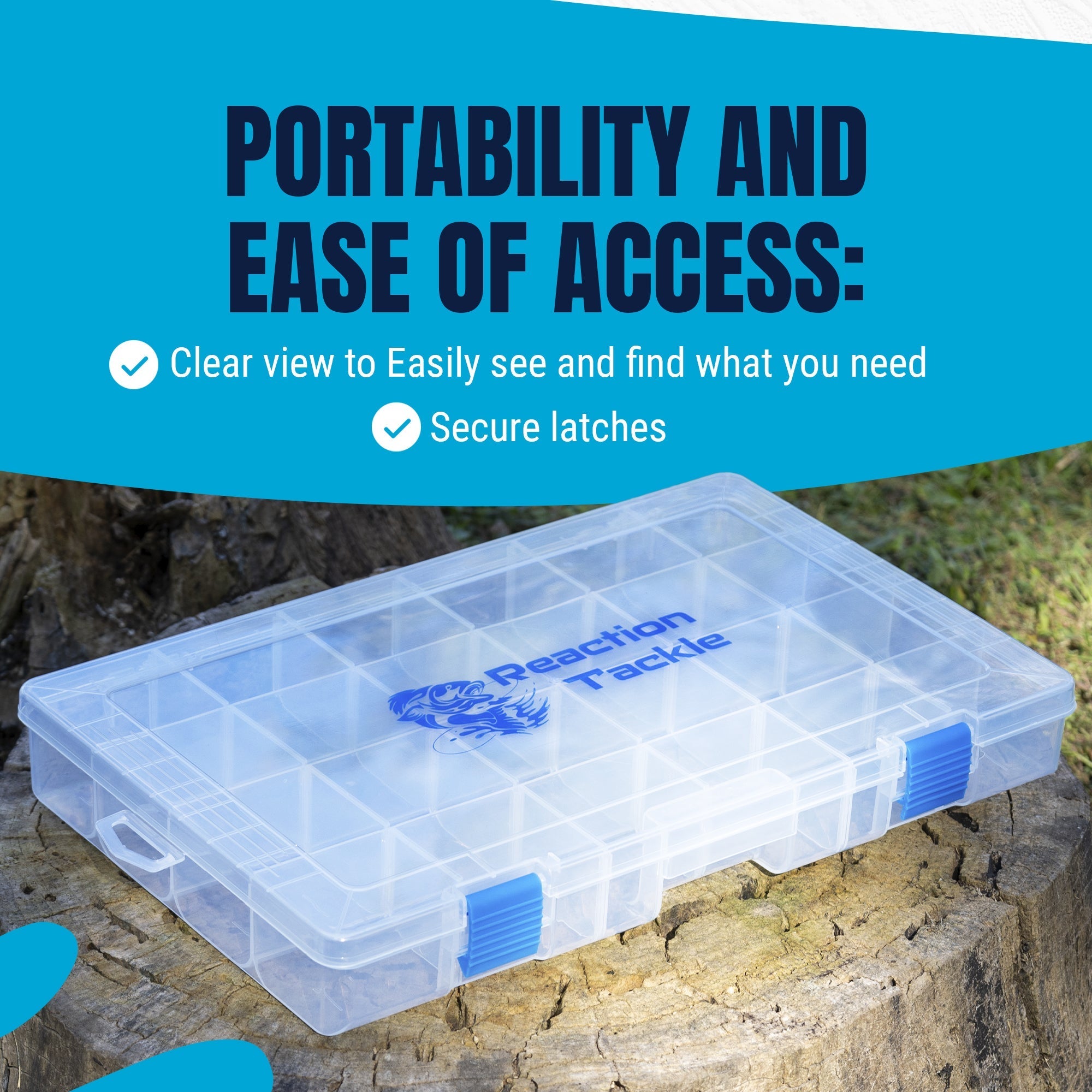 Reaction Tackle Basic Tackle Tray - Affordable, Lightweight Design with 2 Secure Clips - Get Tight Gear