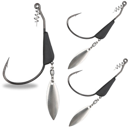 Reaction Tackle Bladed/Tungsten Weighted Swimbait Hooks - 3 - Pack - Get Tight Gear