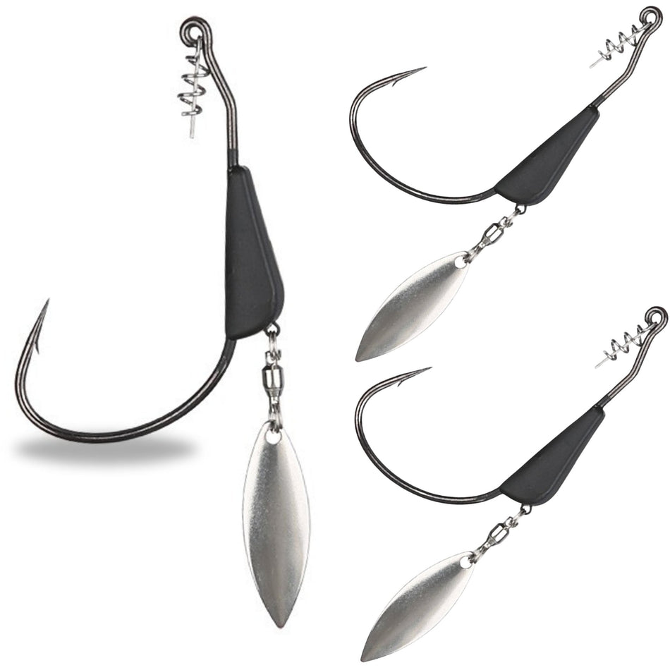 Reaction Tackle Bladed/Tungsten Weighted Swimbait Hooks - 3 - Pack - Get Tight Gear