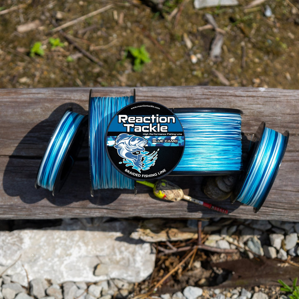 Reaction Tackle Braided Fishing Line - Blue Camo - Get Tight Gear