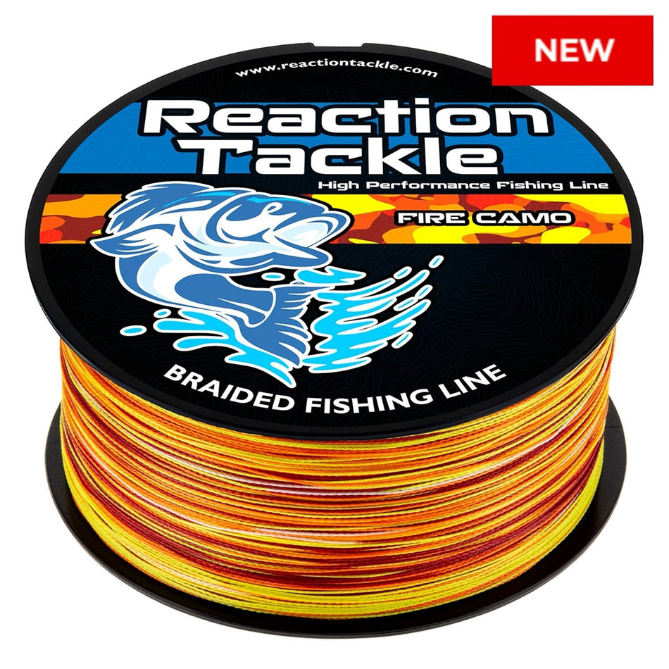 Reaction Tackle Braided Fishing Line - Fire Camo - NEW - Get Tight Gear