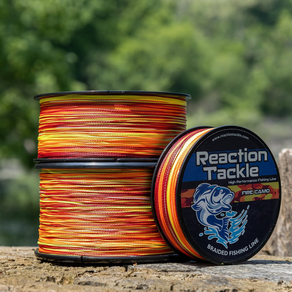 Reaction Tackle Braided Fishing Line - Fire Camo - NEW - Get Tight Gear