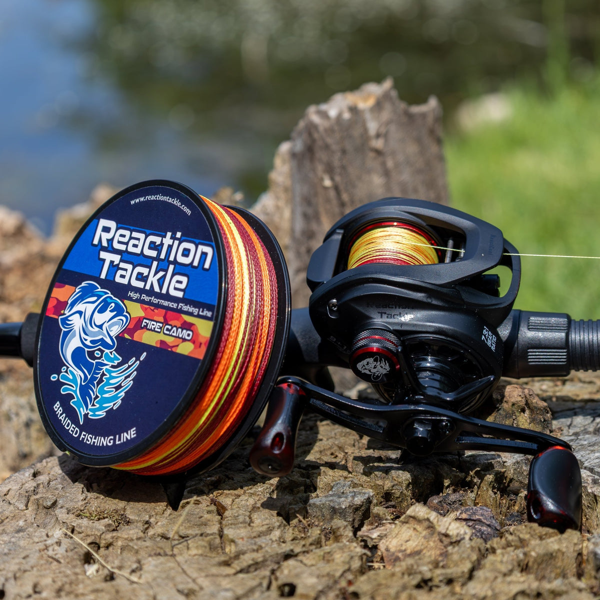 Reaction Tackle Braided Fishing Line - Fire Camo - NEW - Get Tight Gear