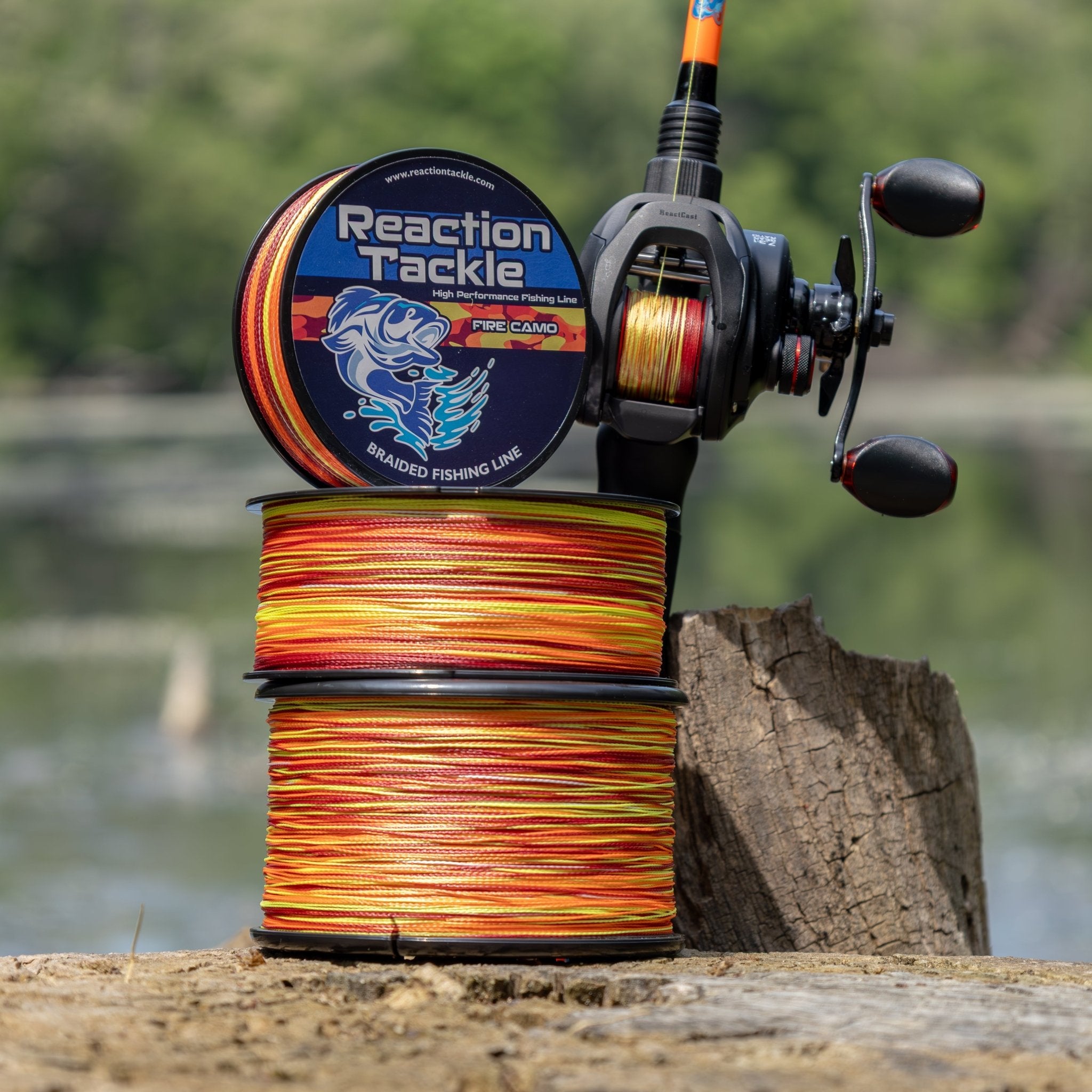Reaction Tackle Braided Fishing Line - Fire Camo - NEW - Get Tight Gear
