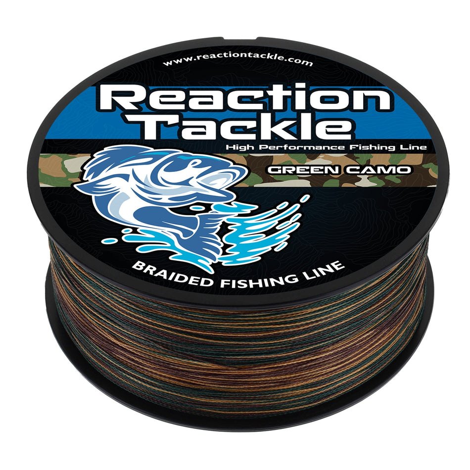Reaction Tackle Braided Fishing Line - Green Camo - Get Tight Gear