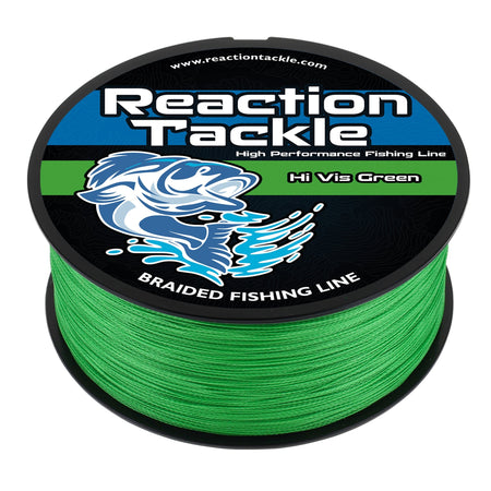 Reaction Tackle Braided Fishing Line - Hi - Vis Green - Get Tight Gear