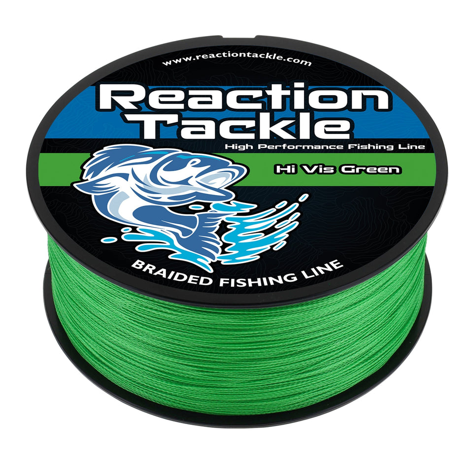 Reaction Tackle Braided Fishing Line - Hi - Vis Green - Get Tight Gear