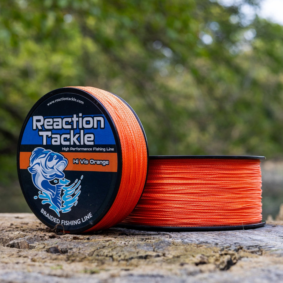 Reaction Tackle Braided Fishing Line - Hi - Vis Orange - Get Tight Gear