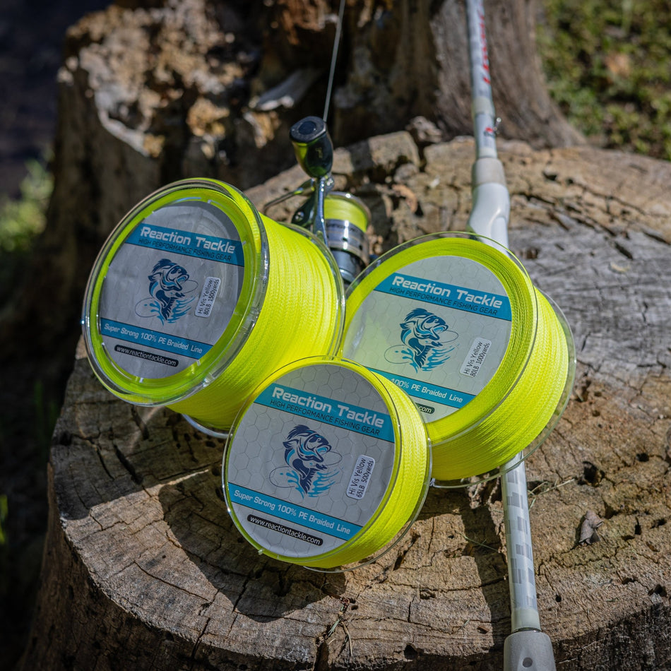 Reaction Tackle Braided Fishing Line - Hi - Vis Yellow - Get Tight Gear