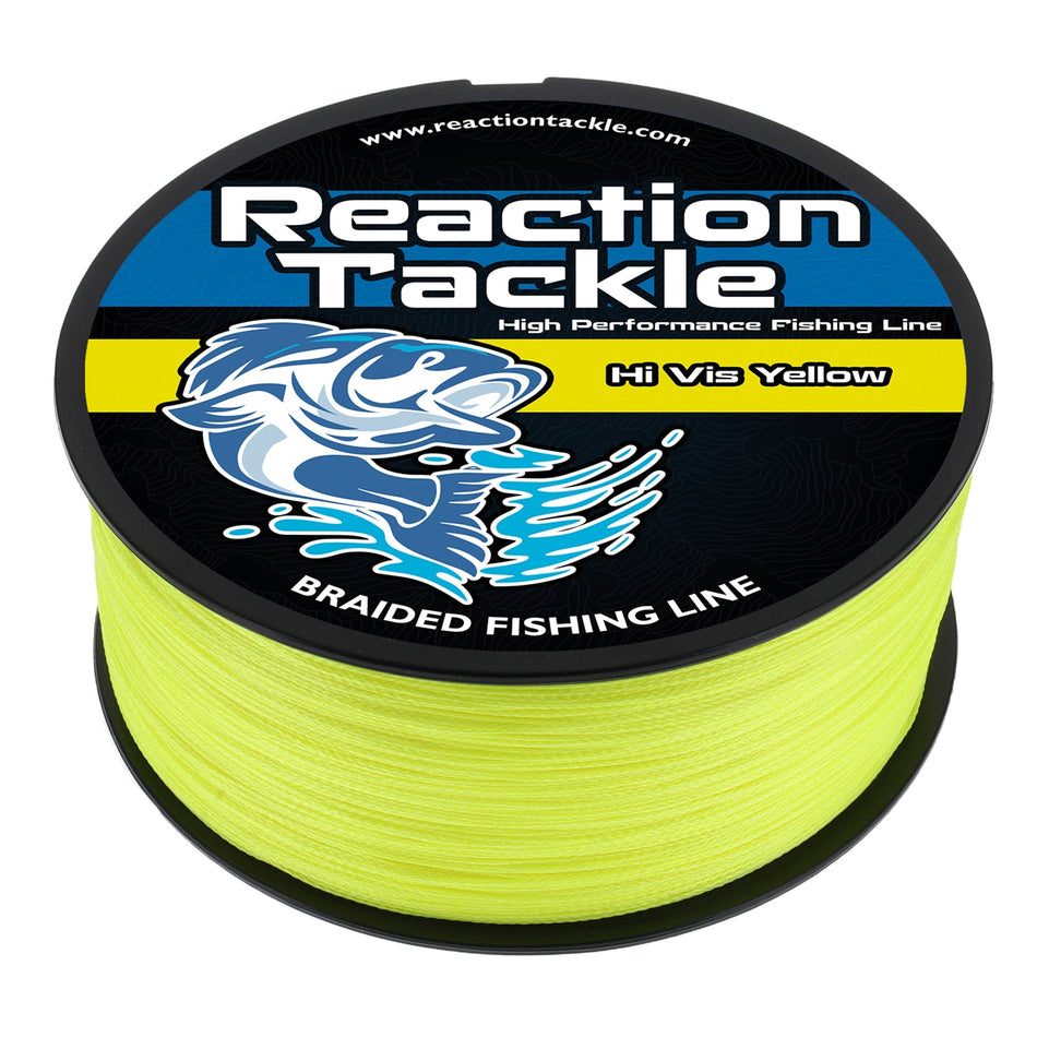 Reaction Tackle Braided Fishing Line - Hi - Vis Yellow - Get Tight Gear