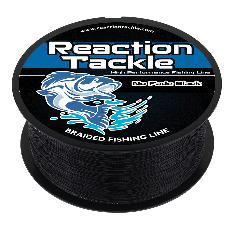 Reaction Tackle Braided Fishing Line - NO FADE Black - Get Tight Gear