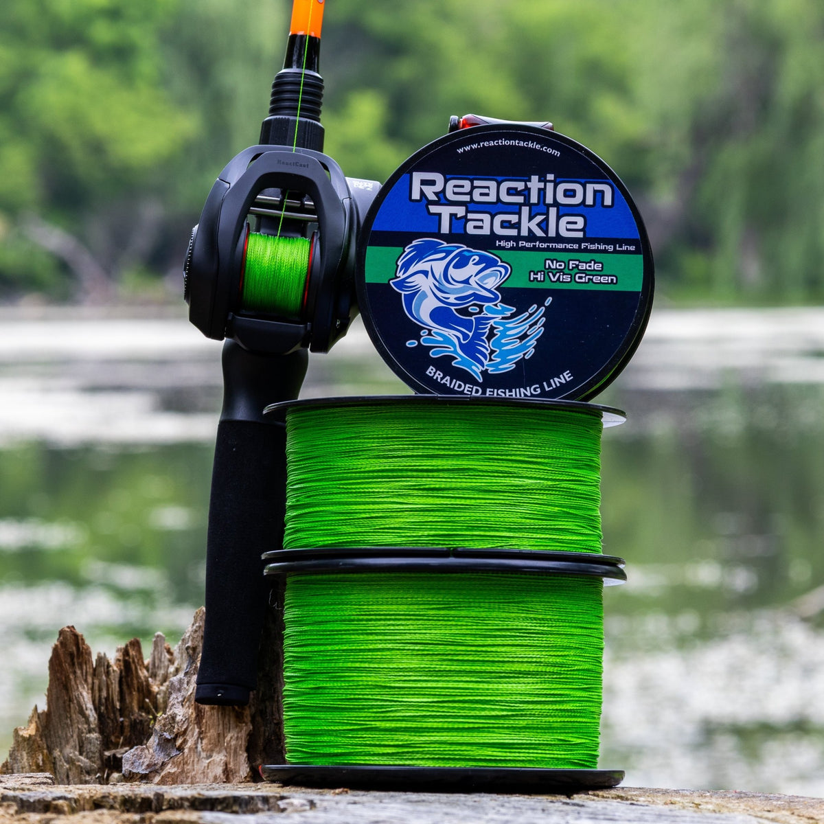 Reaction Tackle Braided Fishing Line - NO FADE Hi Vis Green - NEW - Get Tight Gear