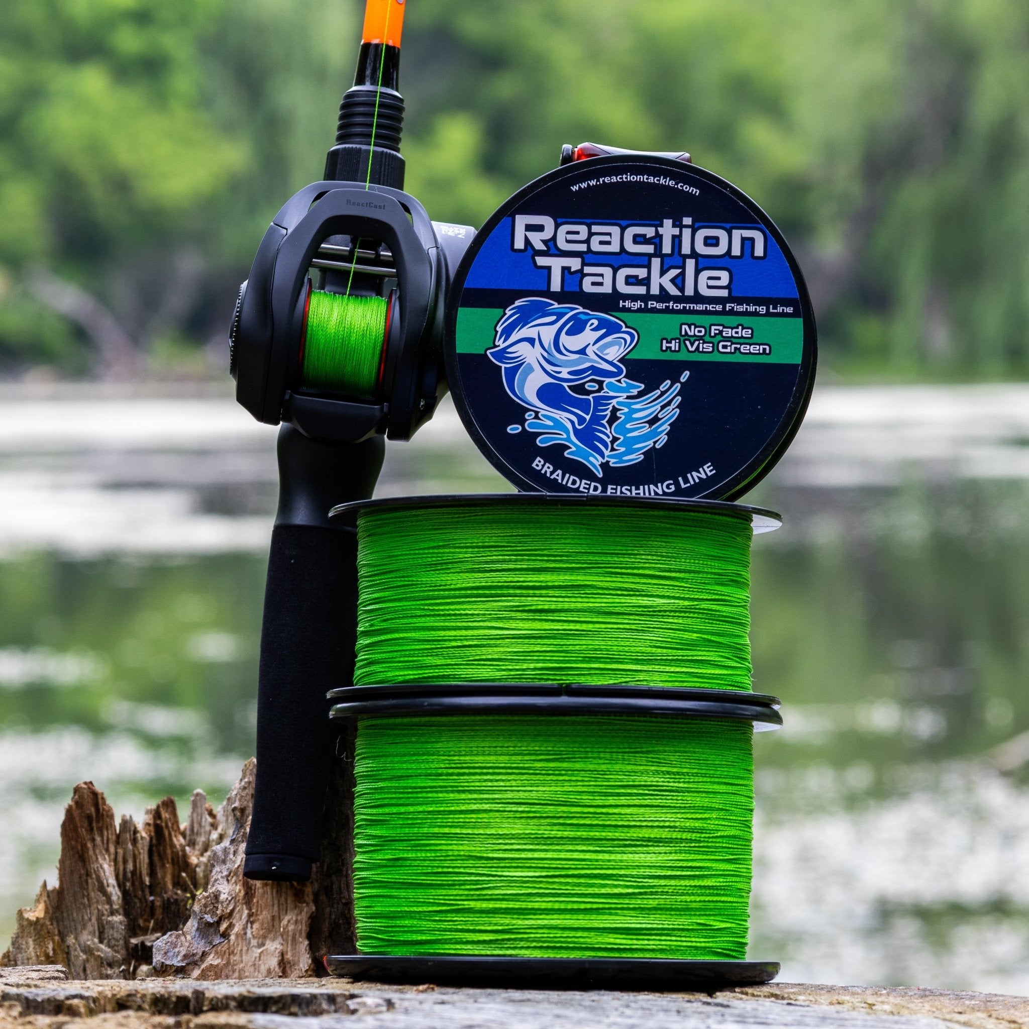 Reaction Tackle Braided Fishing Line - NO FADE Hi Vis Green - NEW - Get Tight Gear