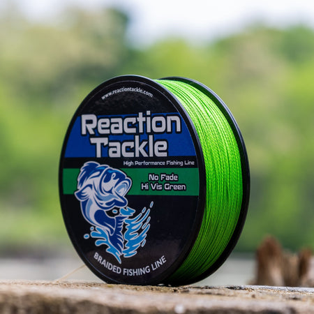 Reaction Tackle Braided Fishing Line - NO FADE Hi Vis Green - NEW - Get Tight Gear