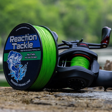 Reaction Tackle Braided Fishing Line - NO FADE Hi Vis Green - NEW - Get Tight Gear