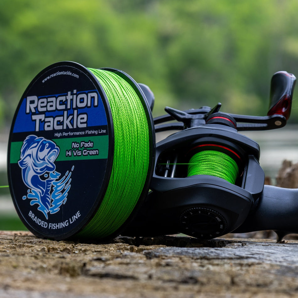 Reaction Tackle Braided Fishing Line - NO FADE Hi Vis Green - NEW - Get Tight Gear