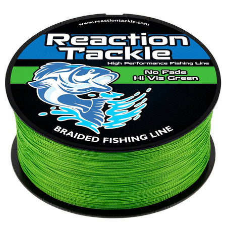 Reaction Tackle Braided Fishing Line - NO FADE Hi Vis Green - NEW - Get Tight Gear