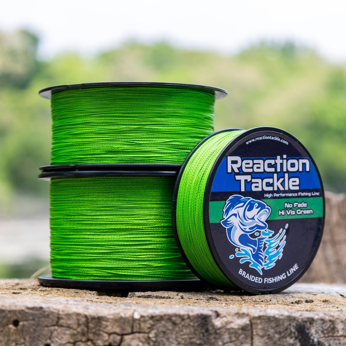 Reaction Tackle Braided Fishing Line - NO FADE Hi Vis Green - NEW - Get Tight Gear