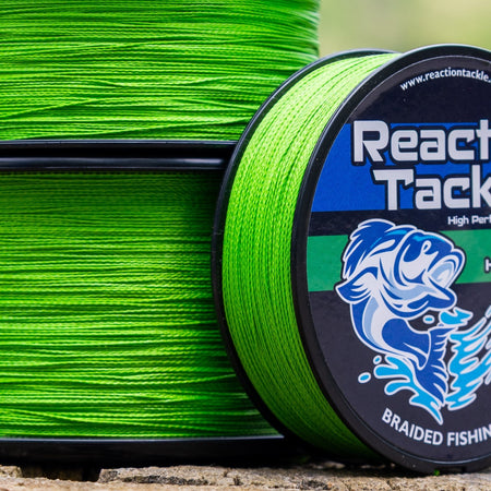 Reaction Tackle Braided Fishing Line - NO FADE Hi Vis Green - NEW - Get Tight Gear