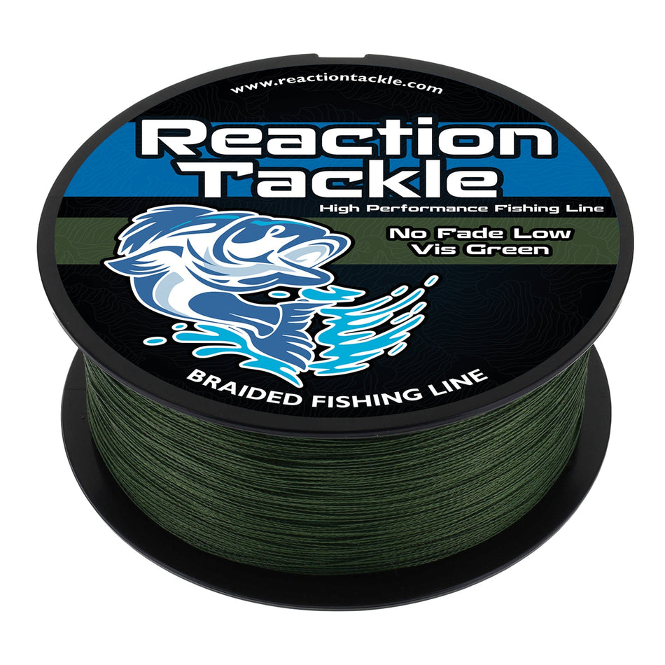 Reaction Tackle Braided Fishing Line - NO FADE Low - Vis Green - Get Tight Gear