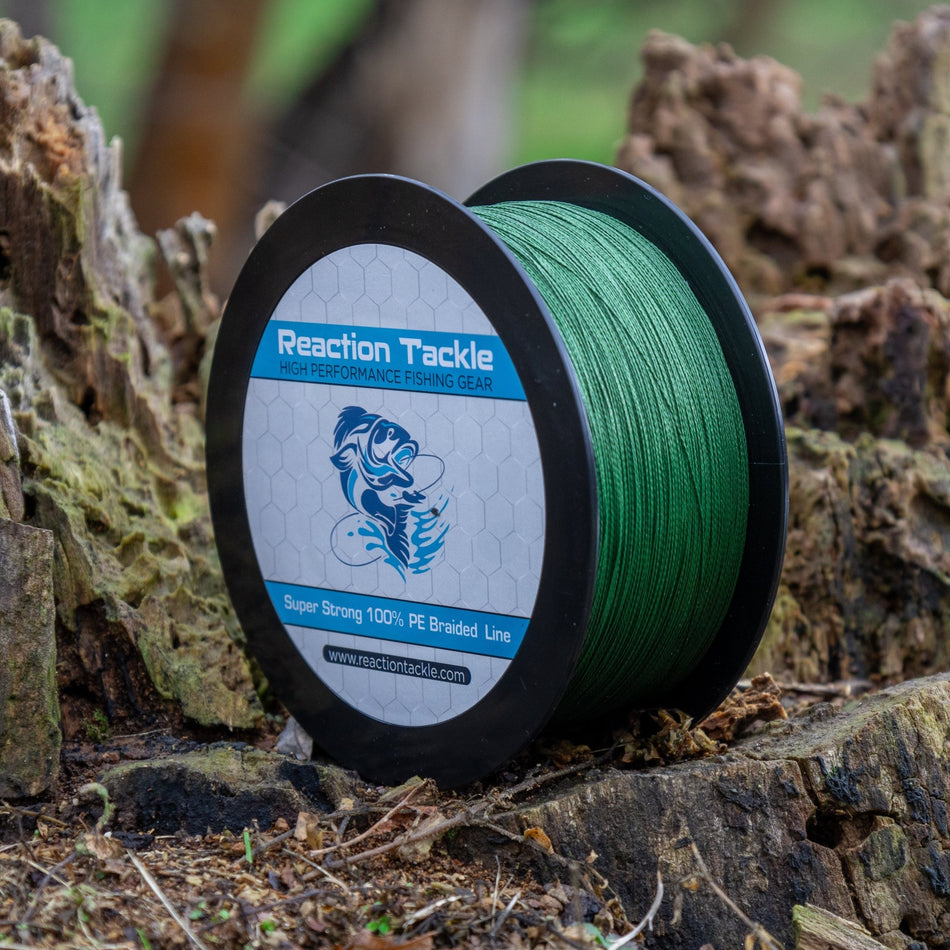 Reaction Tackle Braided Fishing Line - NO FADE Low - Vis Green - Get Tight Gear