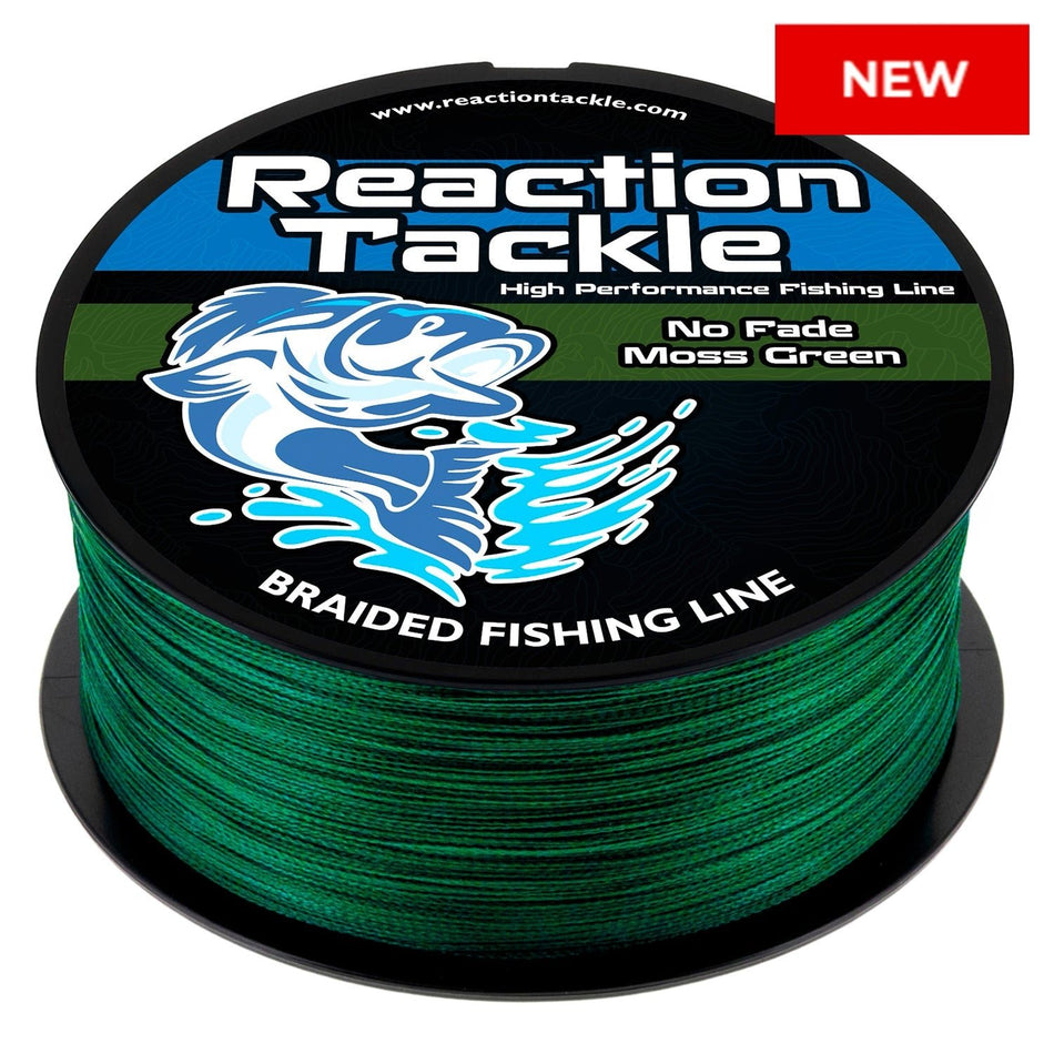 Reaction Tackle Braided Fishing Line - NO FADE Moss Green - NEW - Get Tight Gear