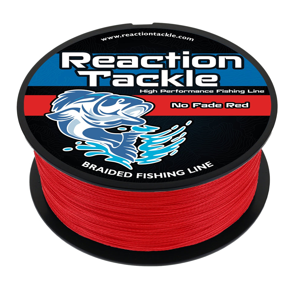 Reaction Tackle Braided Fishing Line - NO FADE Red - Get Tight Gear