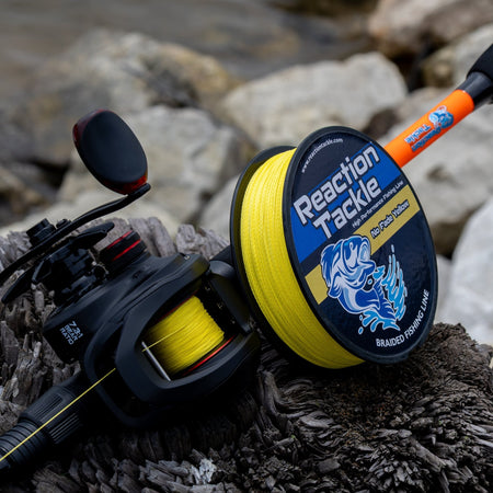 Reaction Tackle Braided Fishing Line - NO FADE Yellow - NEW - Get Tight Gear