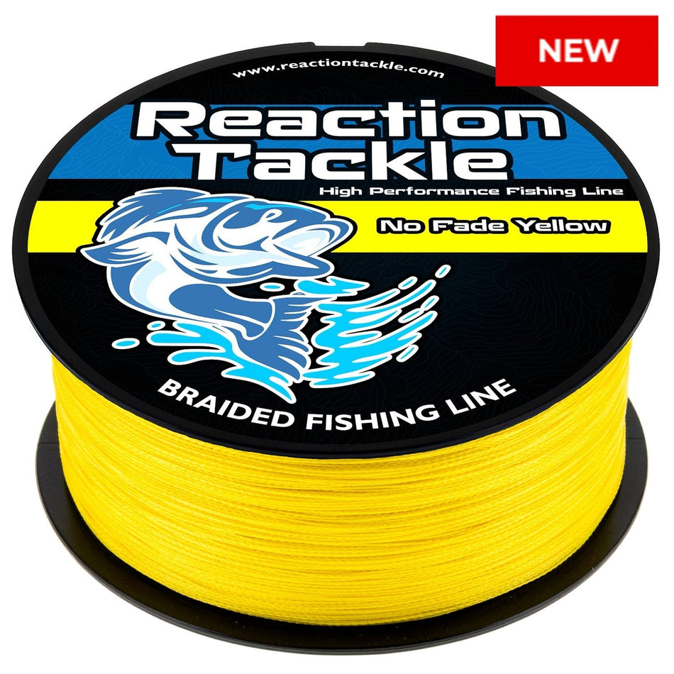 Reaction Tackle Braided Fishing Line - NO FADE Yellow - NEW - Get Tight Gear