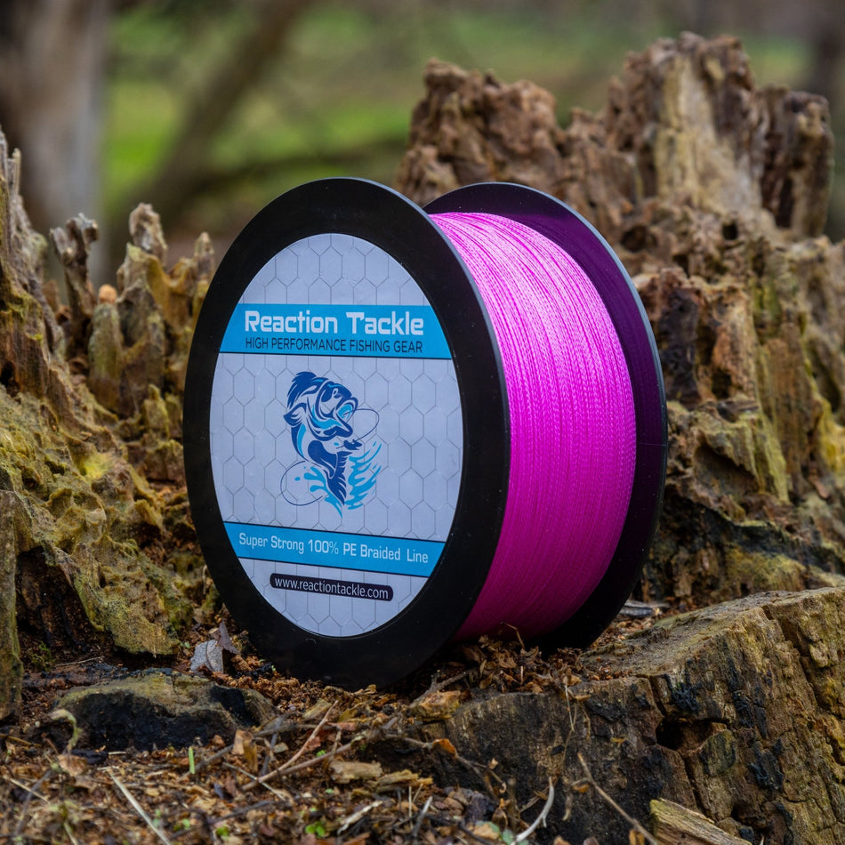 Reaction Tackle Braided Fishing Line - Pink - Get Tight Gear