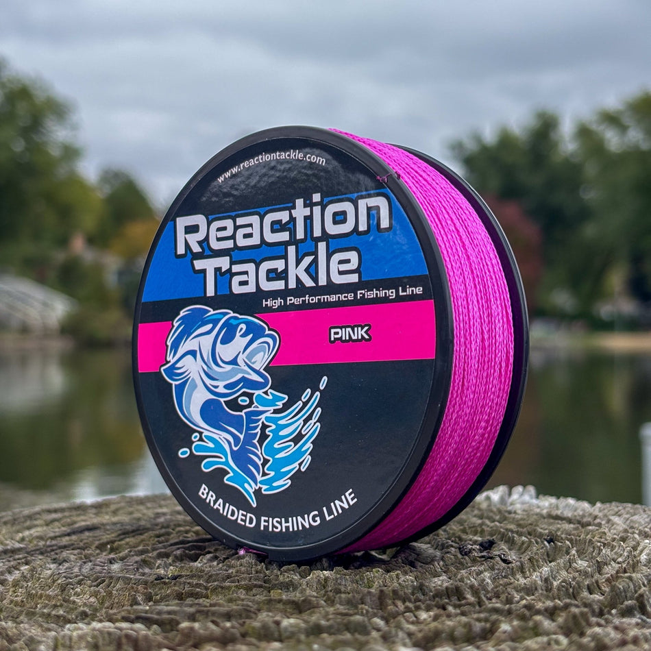 Reaction Tackle Braided Fishing Line - Pink - Get Tight Gear