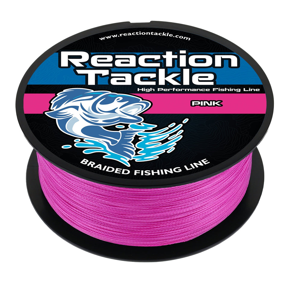 Reaction Tackle Braided Fishing Line - Pink - Get Tight Gear