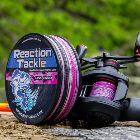 Reaction Tackle Braided Fishing Line - Pink Camo - NEW - Get Tight Gear