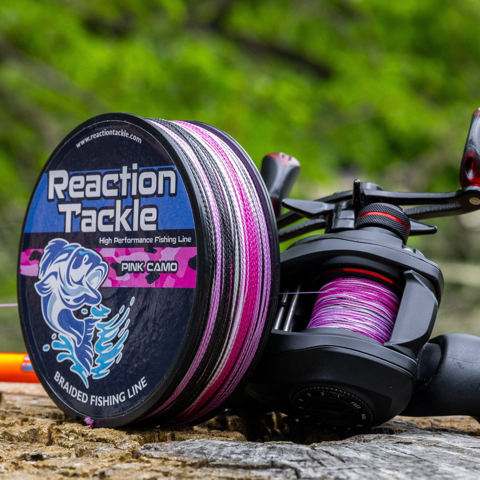 Reaction Tackle Braided Fishing Line - Pink Camo - NEW - Get Tight Gear