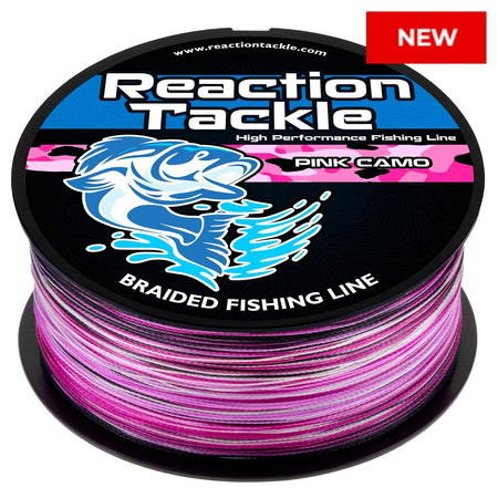 Reaction Tackle Braided Fishing Line - Pink Camo - NEW - Get Tight Gear