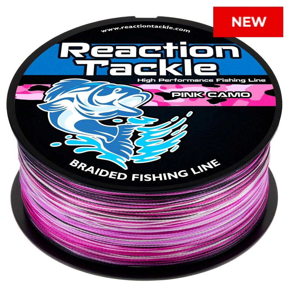 Reaction Tackle Braided Fishing Line - Pink Camo - NEW - Get Tight Gear