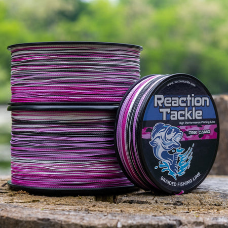 Reaction Tackle Braided Fishing Line - Pink Camo - NEW - Get Tight Gear