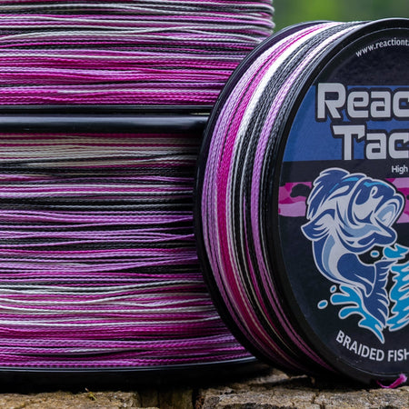 Reaction Tackle Braided Fishing Line - Pink Camo - NEW - Get Tight Gear